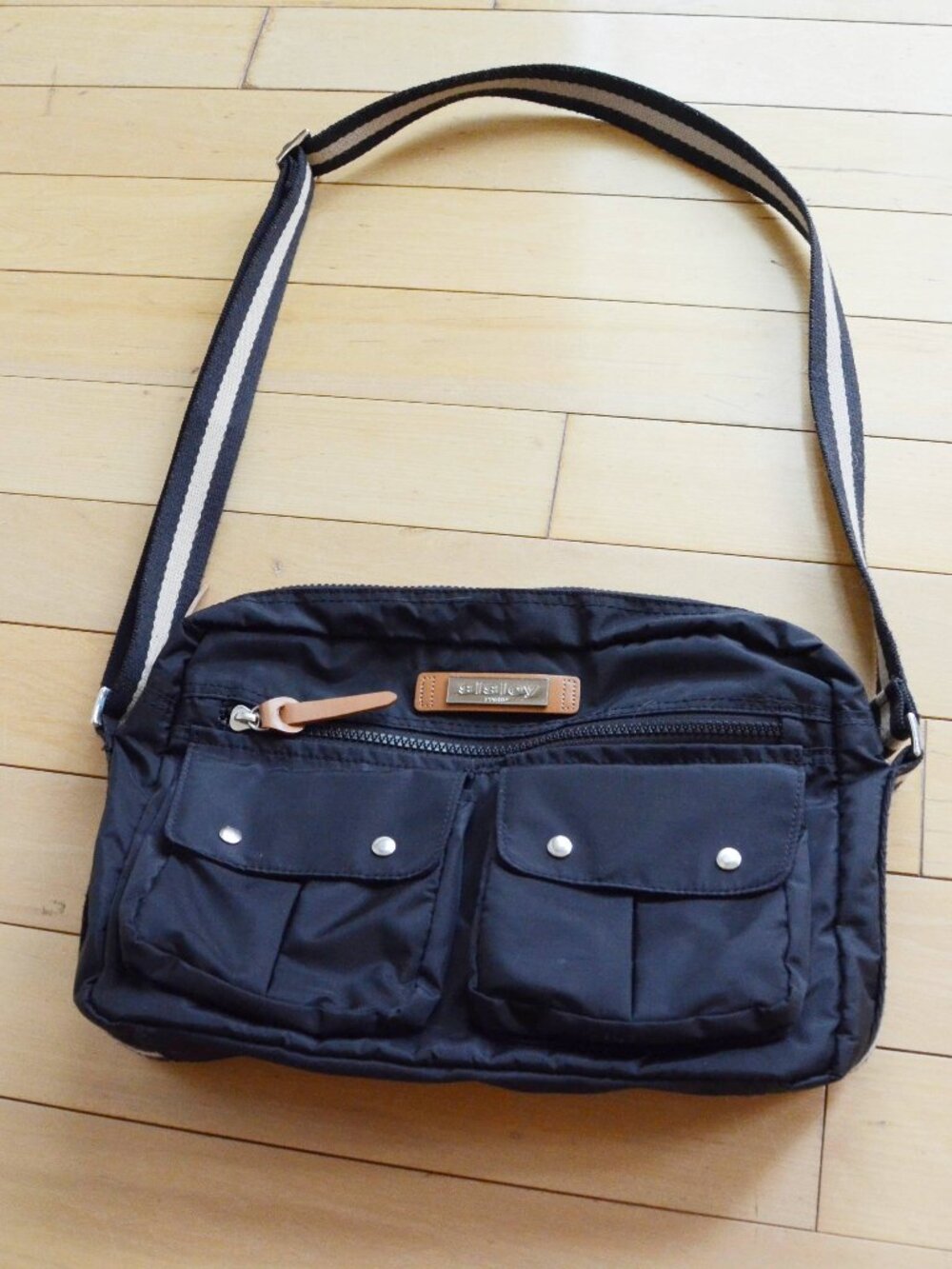 Sisley Paris black nylon crossbody bag